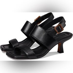 NWT Vince
Cira Black Leather Kitten-Heel Slingback Sandals Size: 8